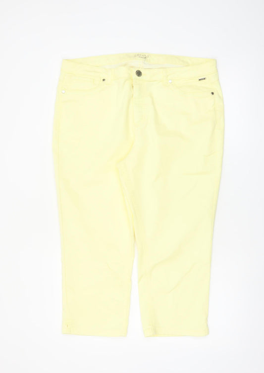 Marks and Spencer Women's Yellow Cropped Stretch Trousers Size 18