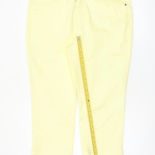 Marks and Spencer Women's Yellow Cropped Stretch Trousers Size 18