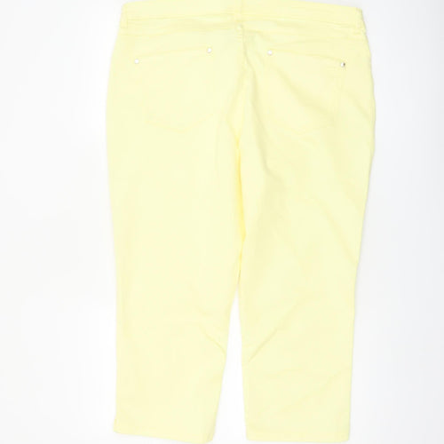 Marks and Spencer Women's Yellow Cropped Stretch Trousers Size 18