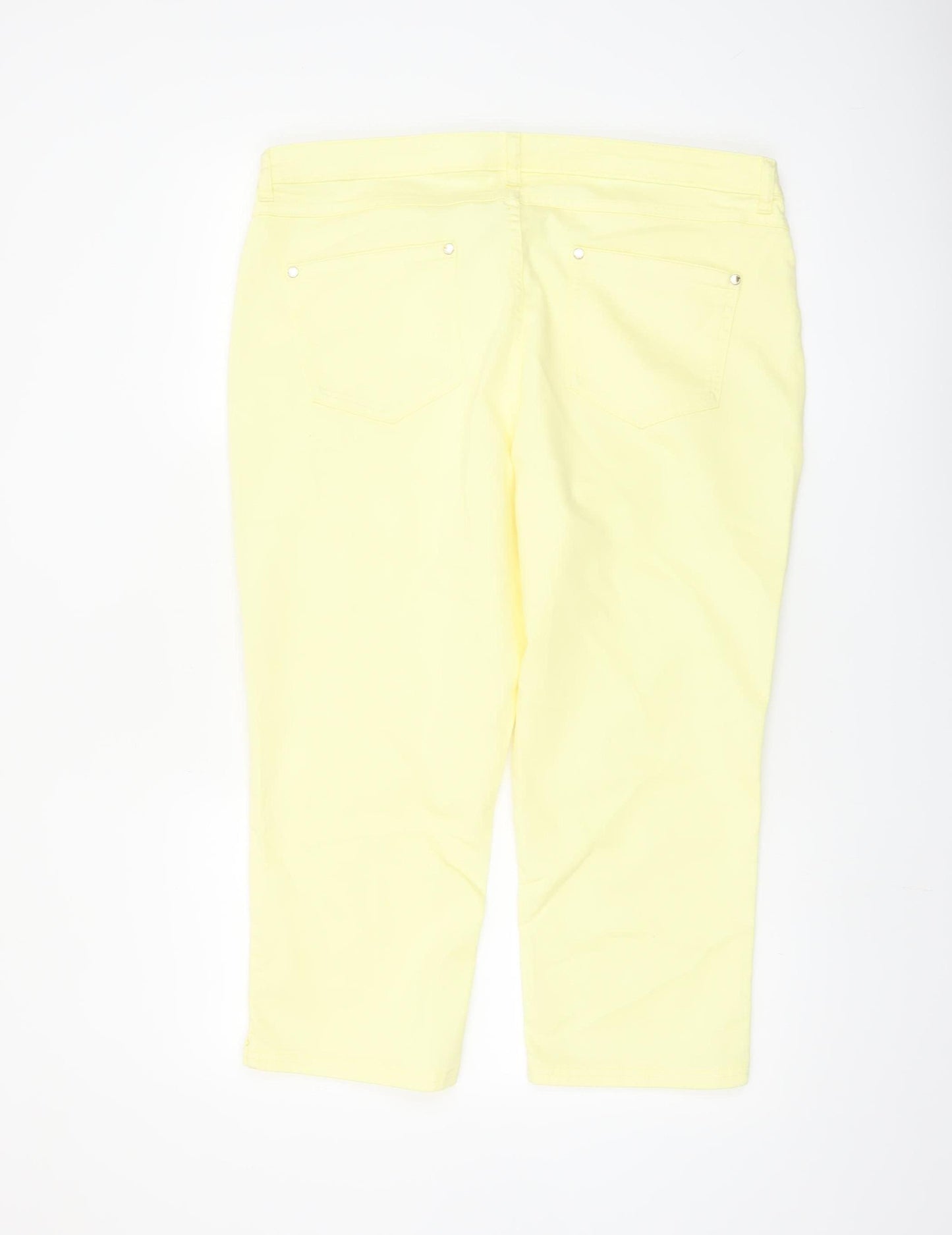Marks and Spencer Women's Yellow Cropped Stretch Trousers Size 18