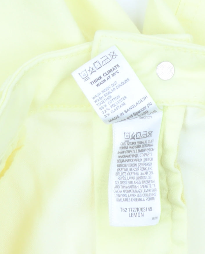 Marks and Spencer Women's Yellow Cropped Stretch Trousers Size 18