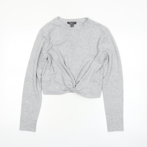 New Look Girls Grey Cropped Twist Front Long Sleeve Top 14-15 Years