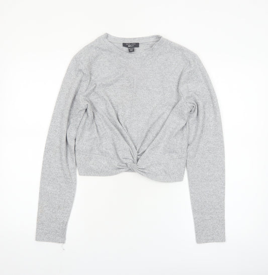 New Look Girls Grey Cropped Twist Front Long Sleeve Top 14-15 Years