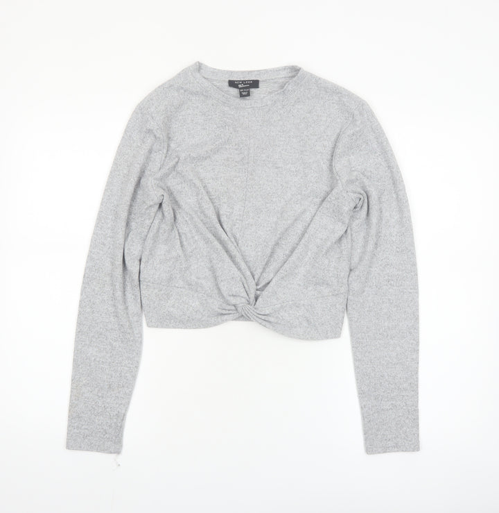 New Look Girls Grey Cropped Twist Front Long Sleeve Top 14-15 Years