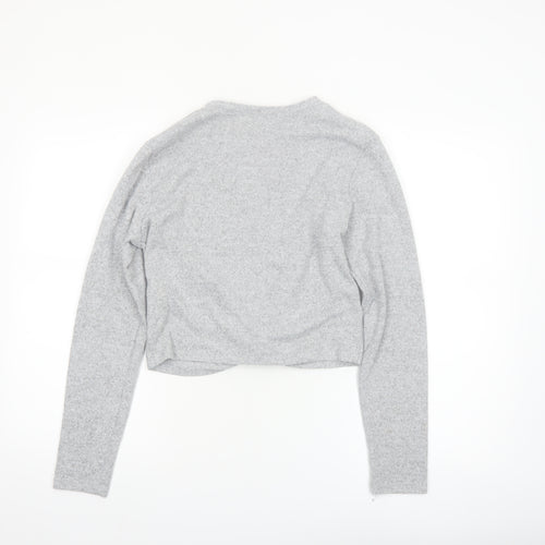 New Look Girls Grey Cropped Twist Front Long Sleeve Top 14-15 Years
