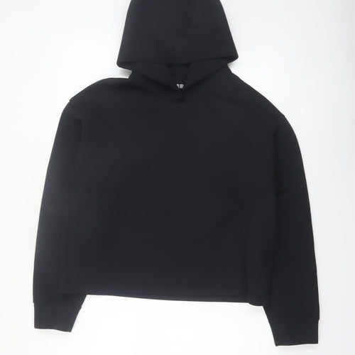Uniqlo Women Black Medium Pullover Hoodie Polyester Blend