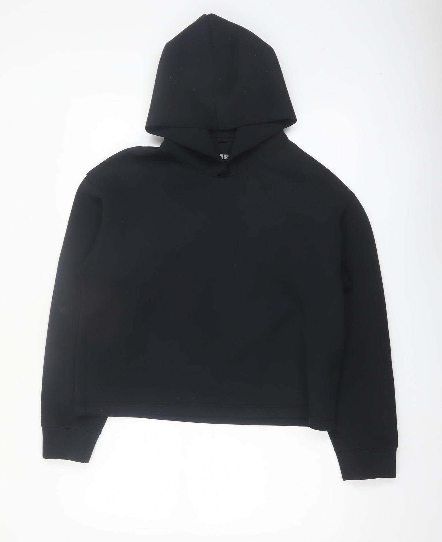 Uniqlo Women Black Medium Pullover Hoodie Polyester Blend