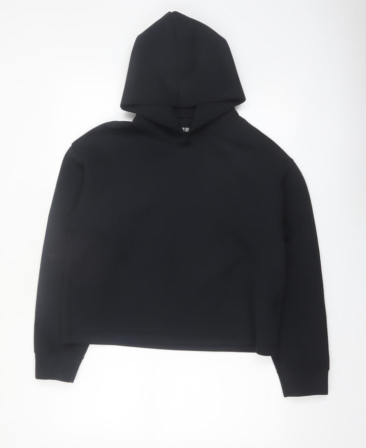 Uniqlo Women Black Medium Pullover Hoodie Polyester Blend