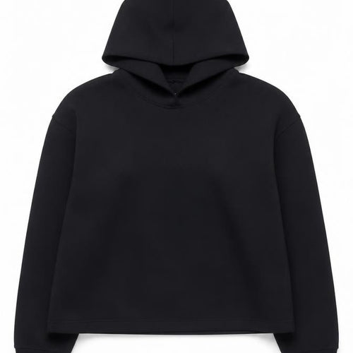 Uniqlo Women Black Medium Pullover Hoodie Polyester Blend