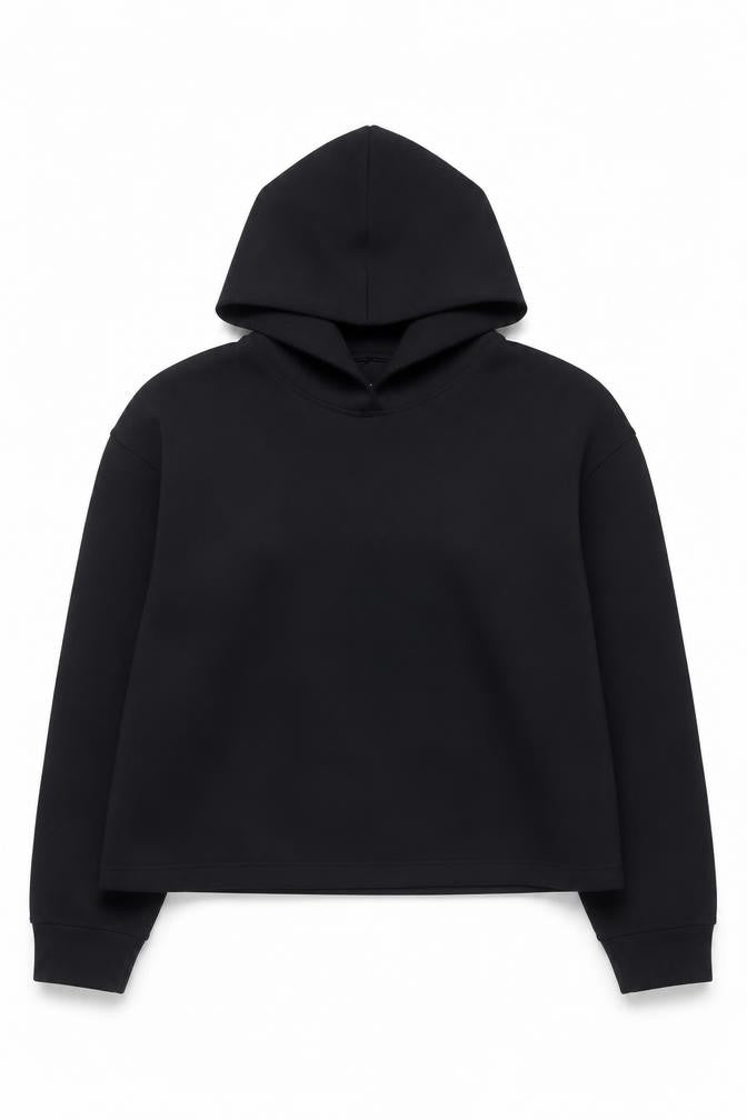 Uniqlo Women Black Medium Pullover Hoodie Polyester Blend