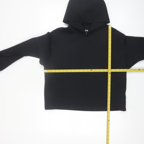 Uniqlo Women Black Medium Pullover Hoodie Polyester Blend