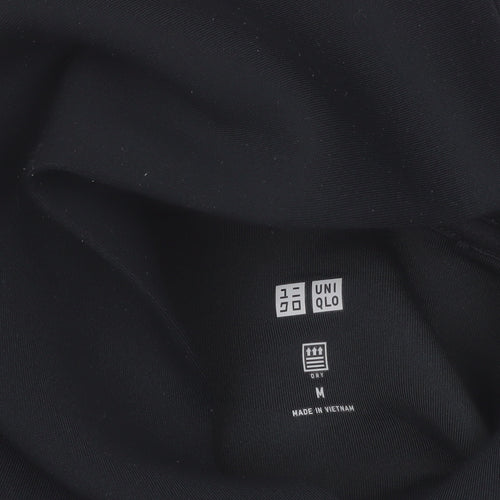 Uniqlo Women Black Medium Pullover Hoodie Polyester Blend