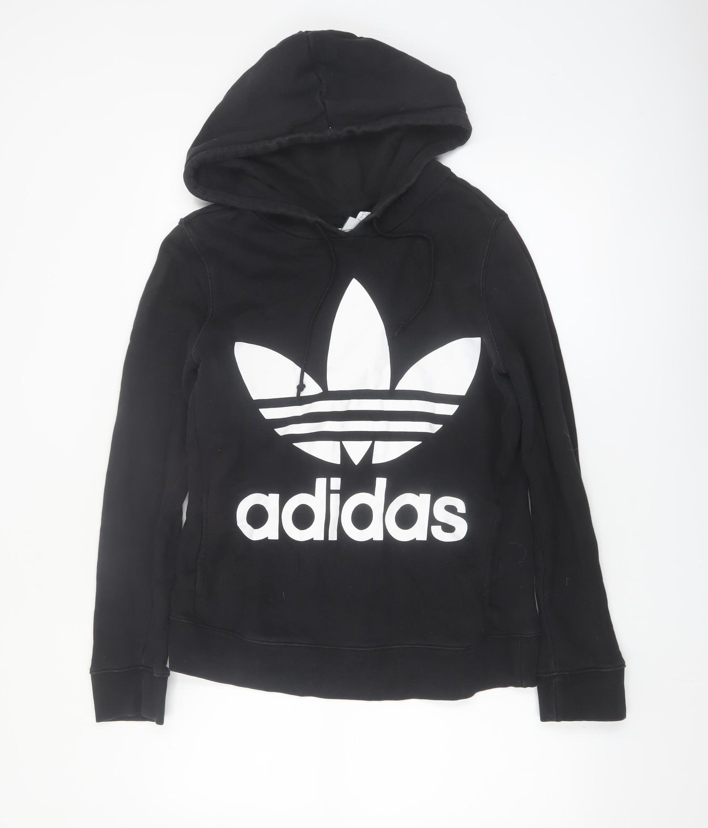 Adidas Women Black Trefoil Hoodie Size 8 Pullover Cotton Blend