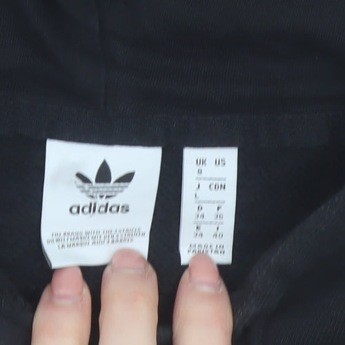 Adidas Women Black Trefoil Hoodie Size 8 Pullover Cotton Blend