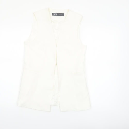 Zara Women Ivory Sleeveless Suit Waistcoat Size S Tailored Lined