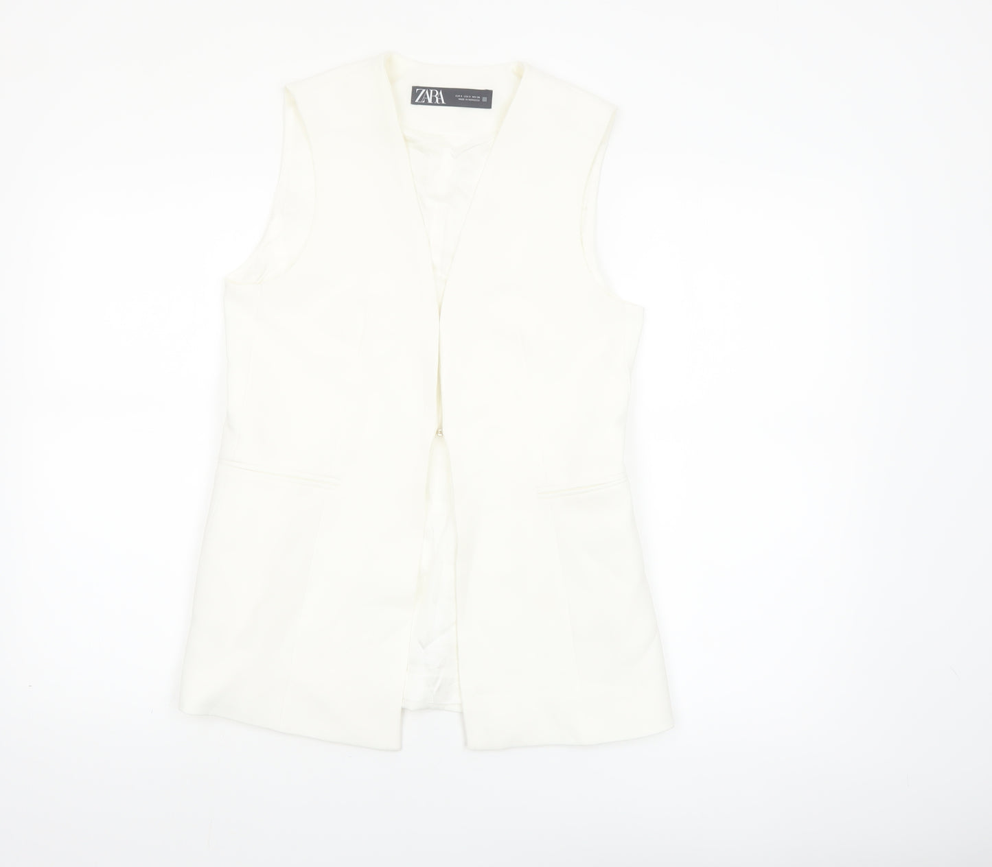 Zara Women Ivory Sleeveless Suit Waistcoat Size S Tailored Lined