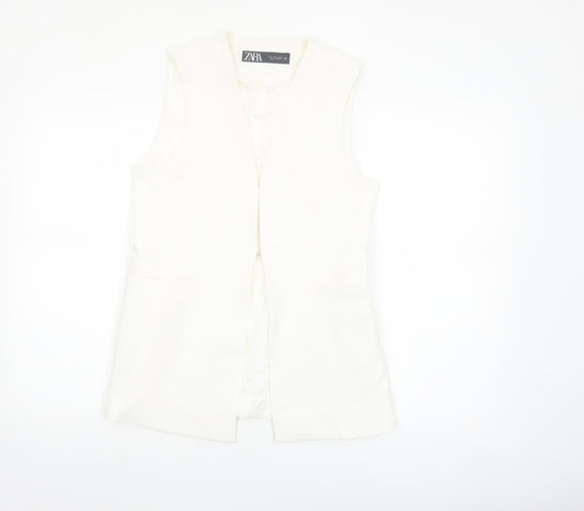 Zara Women Ivory Sleeveless Suit Waistcoat Size S Tailored Lined