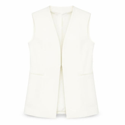 Zara Women Ivory Sleeveless Suit Waistcoat Size S Tailored Lined