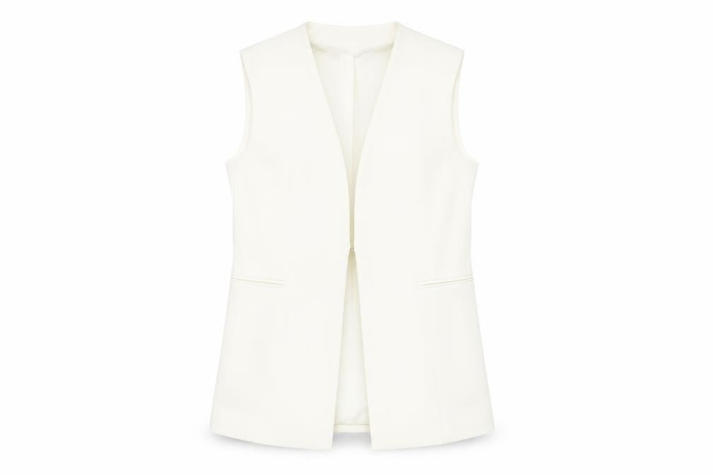 Zara Women Ivory Sleeveless Suit Waistcoat Size S Tailored Lined