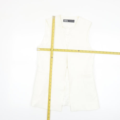 Zara Women Ivory Sleeveless Suit Waistcoat Size S Tailored Lined