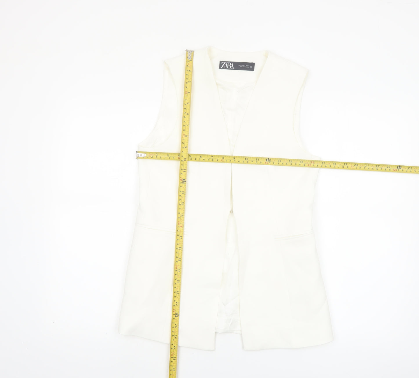 Zara Women Ivory Sleeveless Suit Waistcoat Size S Tailored Lined