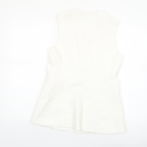 Zara Women Ivory Sleeveless Suit Waistcoat Size S Tailored Lined