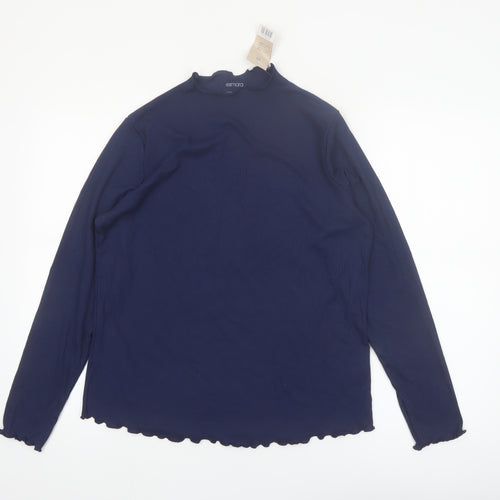 Esmara Womens Blue Mock Neck Long Sleeve Basic Top Size 16/18
