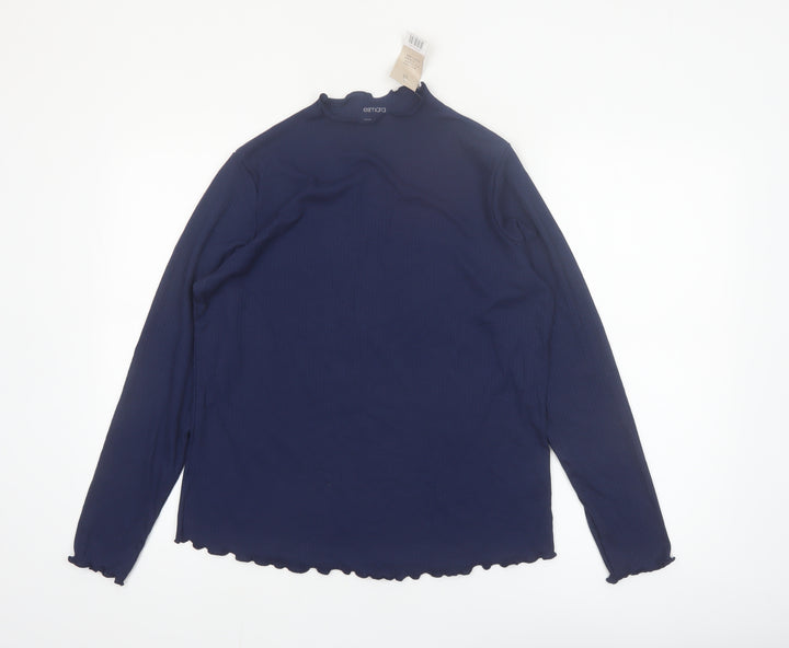 Esmara Womens Blue Mock Neck Long Sleeve Basic Top Size 16/18