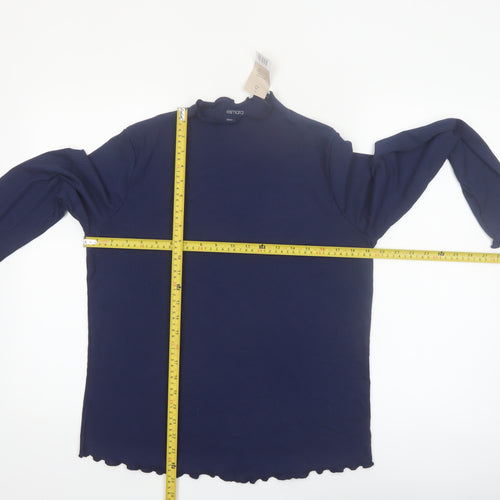 Esmara Womens Blue Mock Neck Long Sleeve Basic Top Size 16/18