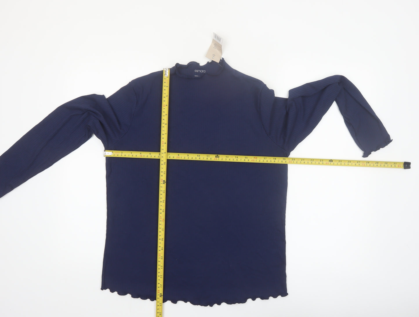 Esmara Womens Blue Mock Neck Long Sleeve Basic Top Size 16/18