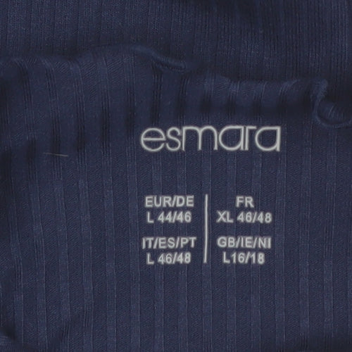 Esmara Womens Blue Mock Neck Long Sleeve Basic Top Size 16/18