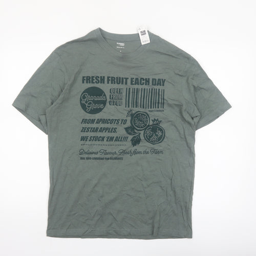 Dunnes Stores Men's Green Graphic Print Regular Fit T-Shirt Size S