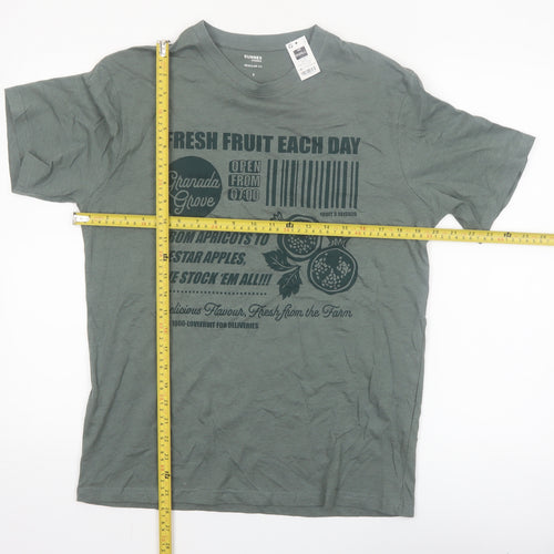 Dunnes Stores Men's Green Graphic Print Regular Fit T-Shirt Size S