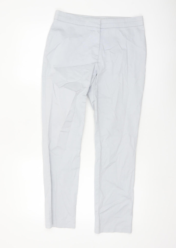 Marks and Spencer Women’s Grey Stretch Cotton Straight Trousers UK 10 Short