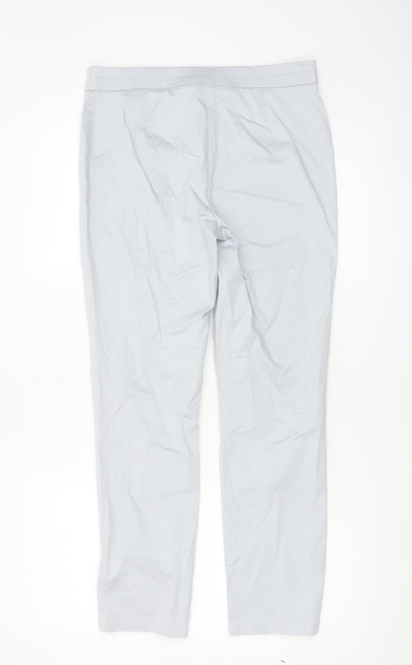 Marks and Spencer Women’s Grey Stretch Cotton Straight Trousers UK 10 Short