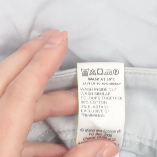 Marks and Spencer Women’s Grey Stretch Cotton Straight Trousers UK 10 Short