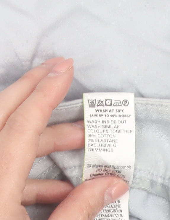 Marks and Spencer Women’s Grey Stretch Cotton Straight Trousers UK 10 Short