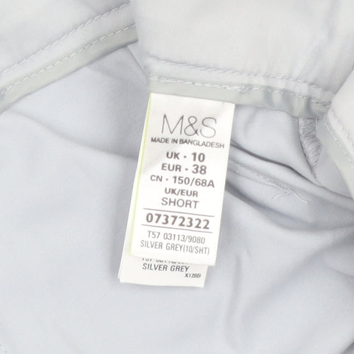 Marks and Spencer Women’s Grey Stretch Cotton Straight Trousers UK 10 Short