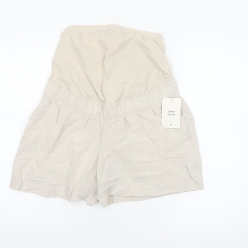 H&M Women Beige Maternity Linen Blend Casual Shorts Size S