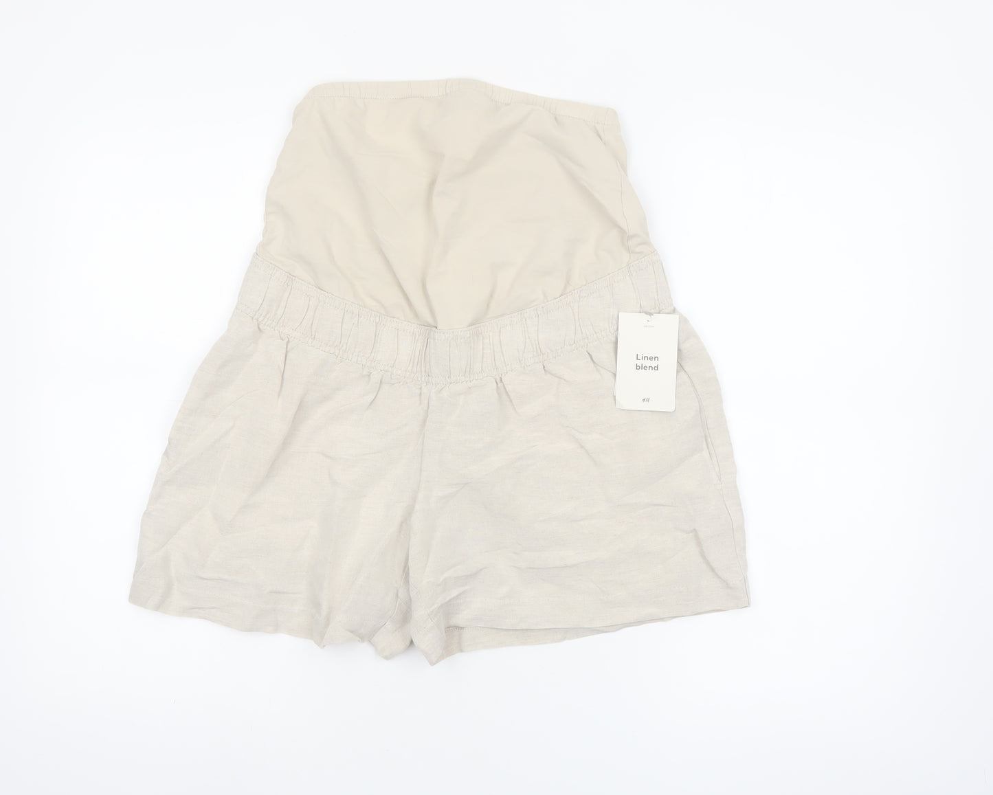H&M Women Beige Maternity Linen Blend Casual Shorts Size S