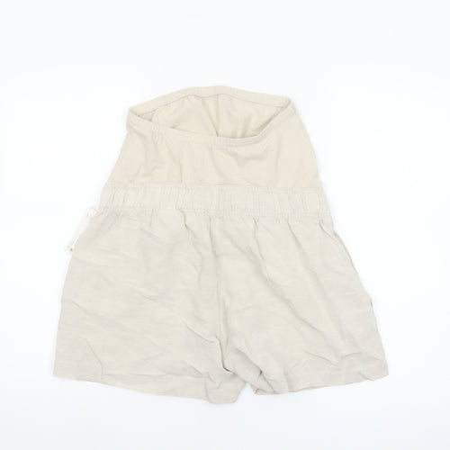 H&M Women Beige Maternity Linen Blend Casual Shorts Size S