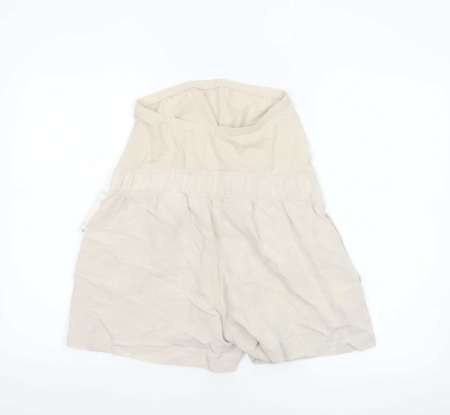 H&M Women Beige Maternity Linen Blend Casual Shorts Size S