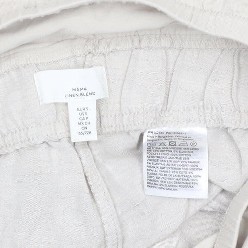 H&M Women Beige Maternity Linen Blend Casual Shorts Size S