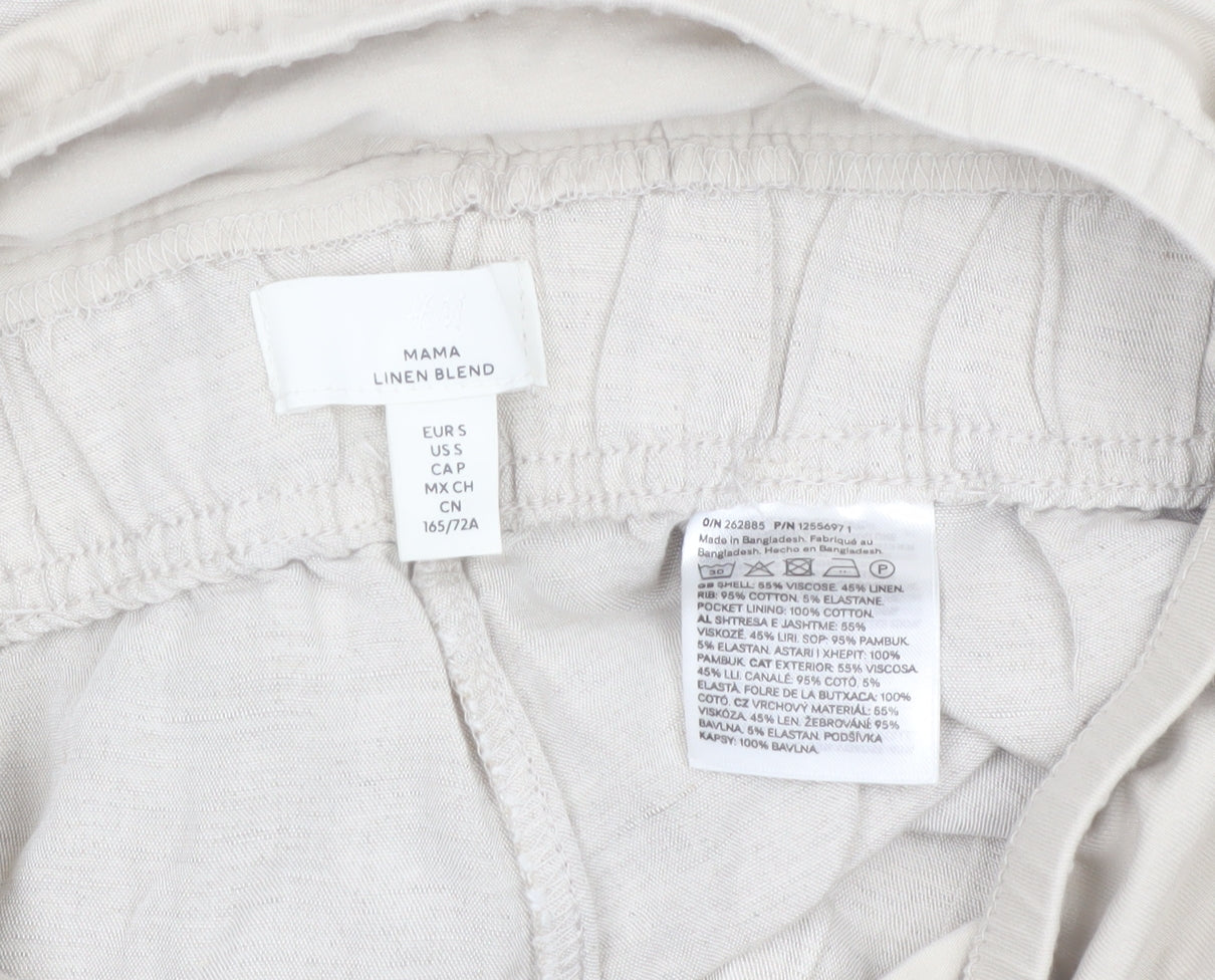 H&M Women Beige Maternity Linen Blend Casual Shorts Size S