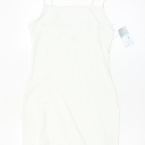 Primark Women White Slip Dress Size 10-12 Sleeveless Summer Style