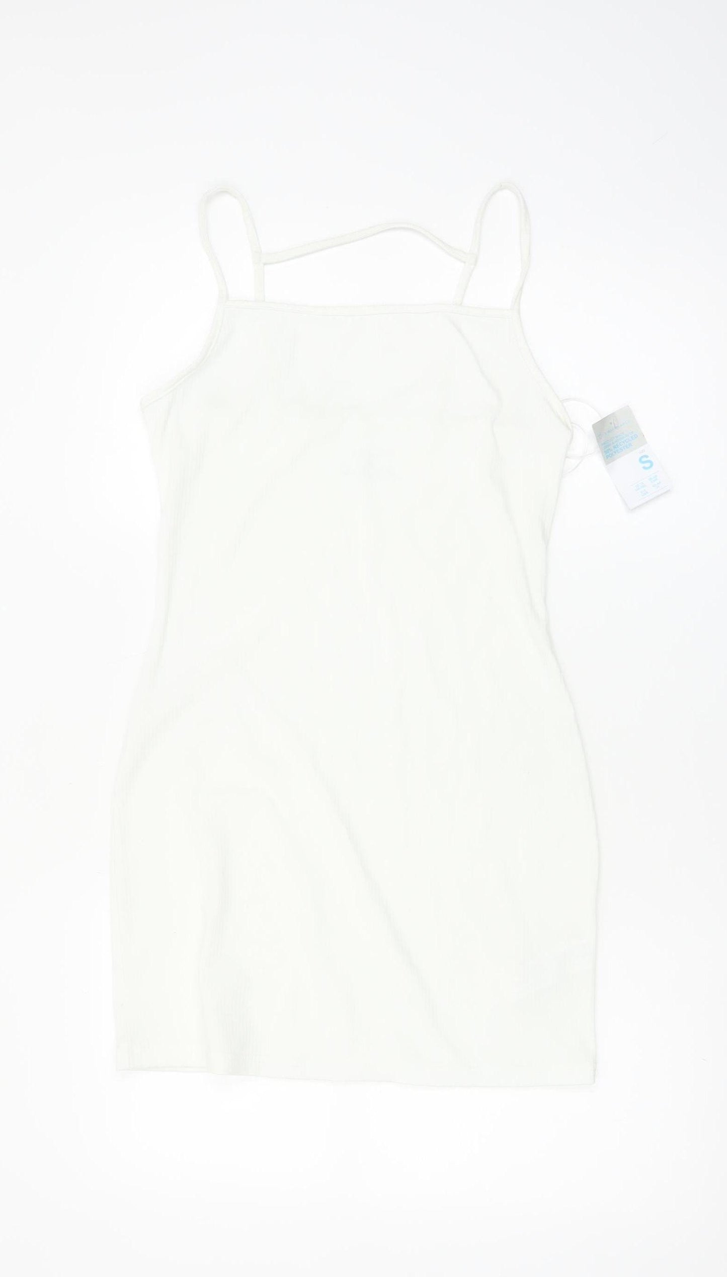 Primark Women White Slip Dress Size 10-12 Sleeveless Summer Style