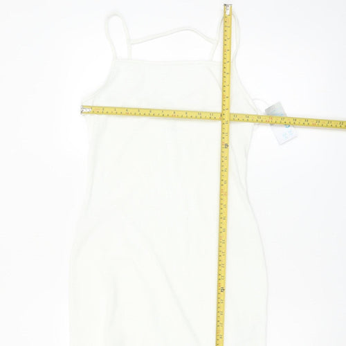 Primark Women White Slip Dress Size 10-12 Sleeveless Summer Style