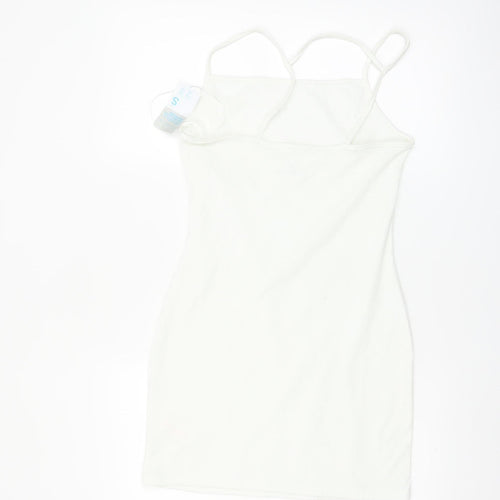 Primark Women White Slip Dress Size 10-12 Sleeveless Summer Style