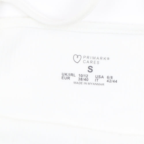 Primark Women White Slip Dress Size 10-12 Sleeveless Summer Style