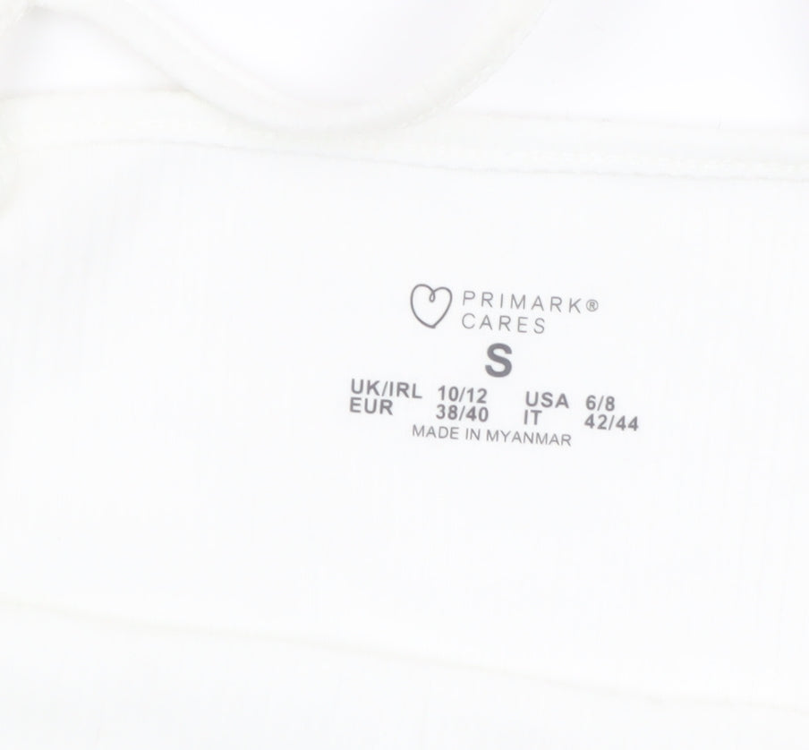 Primark Women White Slip Dress Size 10-12 Sleeveless Summer Style